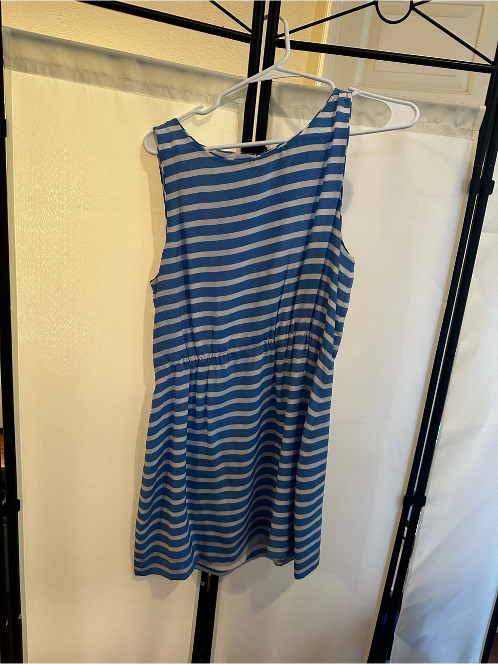 Jcrew 100% silk Blue and White Striped Sleeveless Dress
